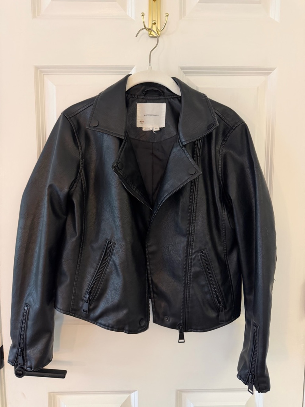 Anthropologie Black Faux Leather Moto Jacket